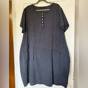 Asymmetrical Black and Gray Striped Dress